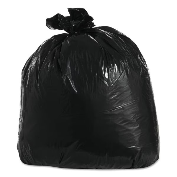 33 gal Trash Bags, 33 in x 39 in, Heavy-Duty, 1.25 mil, Black, 100 PK, Trinity Plastics, Mfr#: 100428